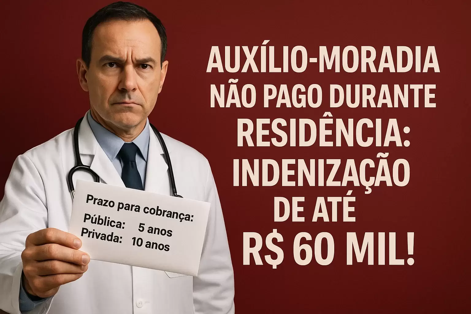 Auxílio-moradia não pago durante residência médica